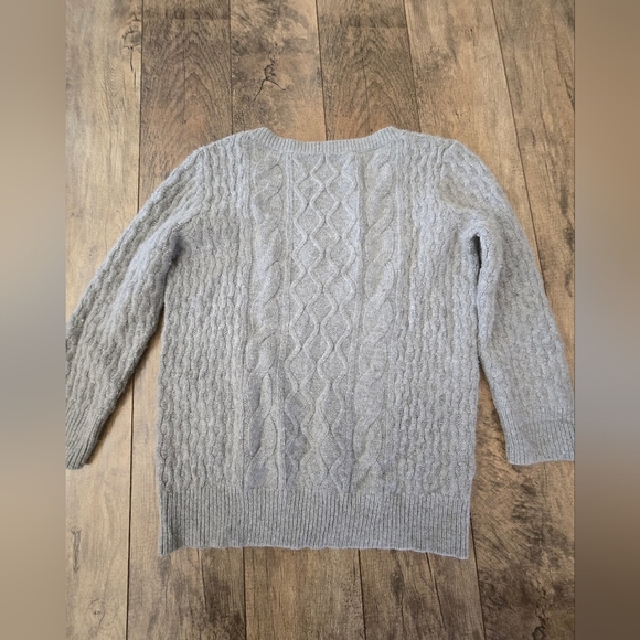 Loft Womens Medium Gray Cable Knit Sweater - Picture 2 of 7